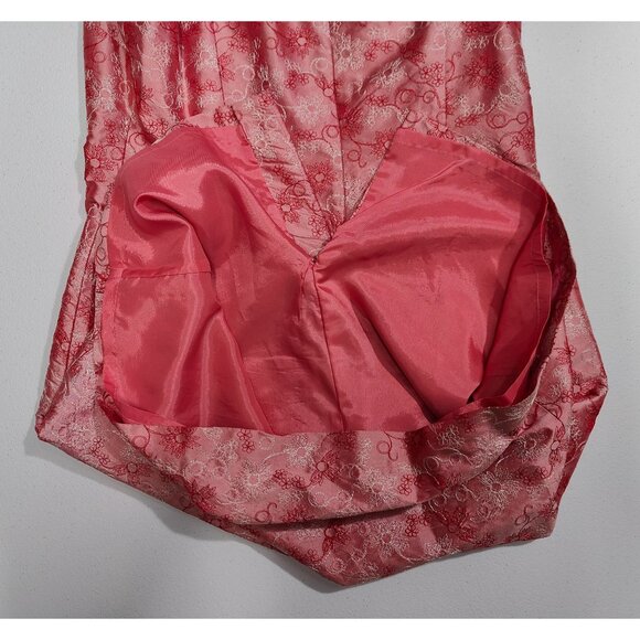 Donna Ricco Coral Floral 100% Silk Sleeveless Sheath Dress Size 8 - Picture 4 of 5